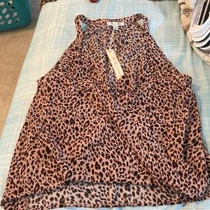 She+Sky Leopard print, cross over tank. Size Large, flowy.